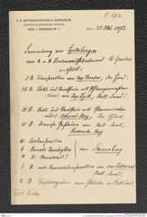 k.k. naturhistorisches Hofmuseum, Intendanzakten 1885-1896 (Hauer), Aktenzahl Z.672/1892, Seite 1